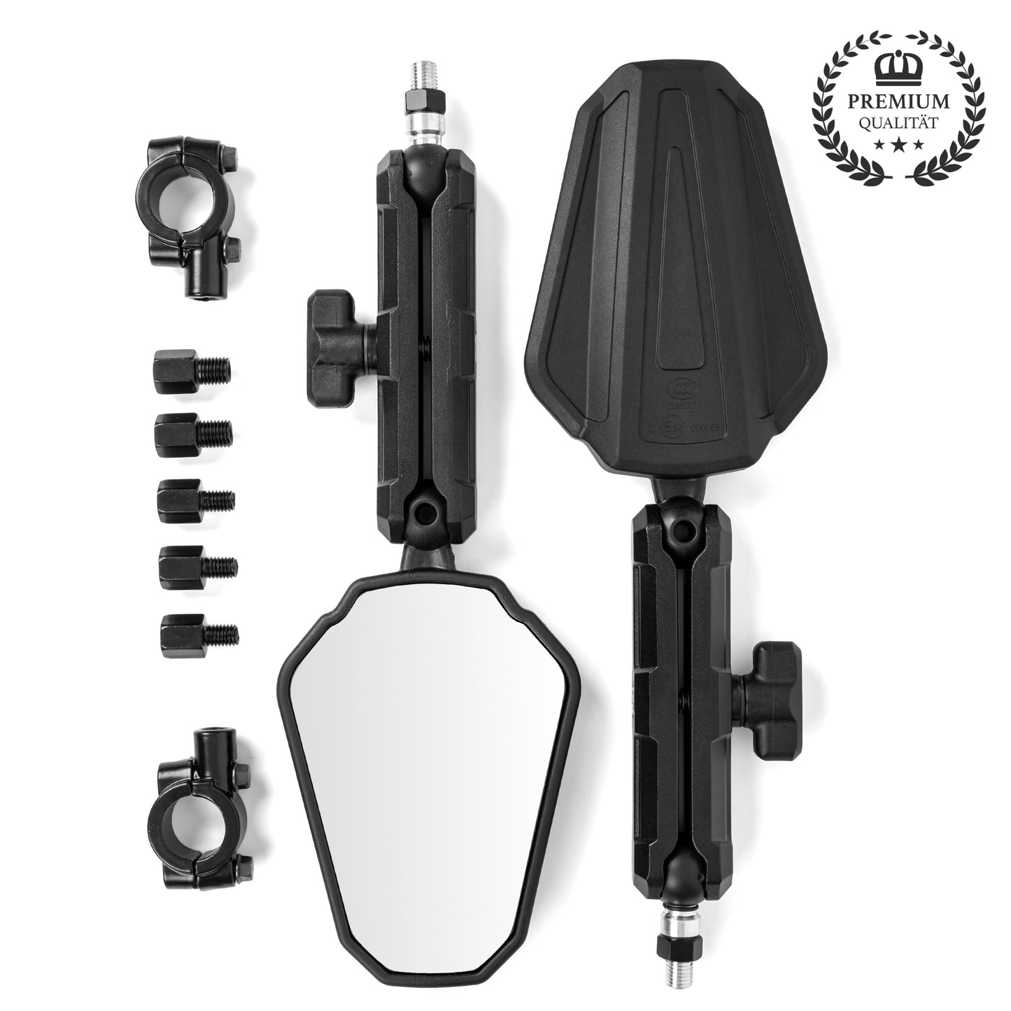 Enduro motorcycle mirror with E-Mark