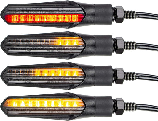 E Mark Led Motorrad Laufeffekt Blinker mit Bremslicht Lauflicht Sequentiell Schwarz Universal