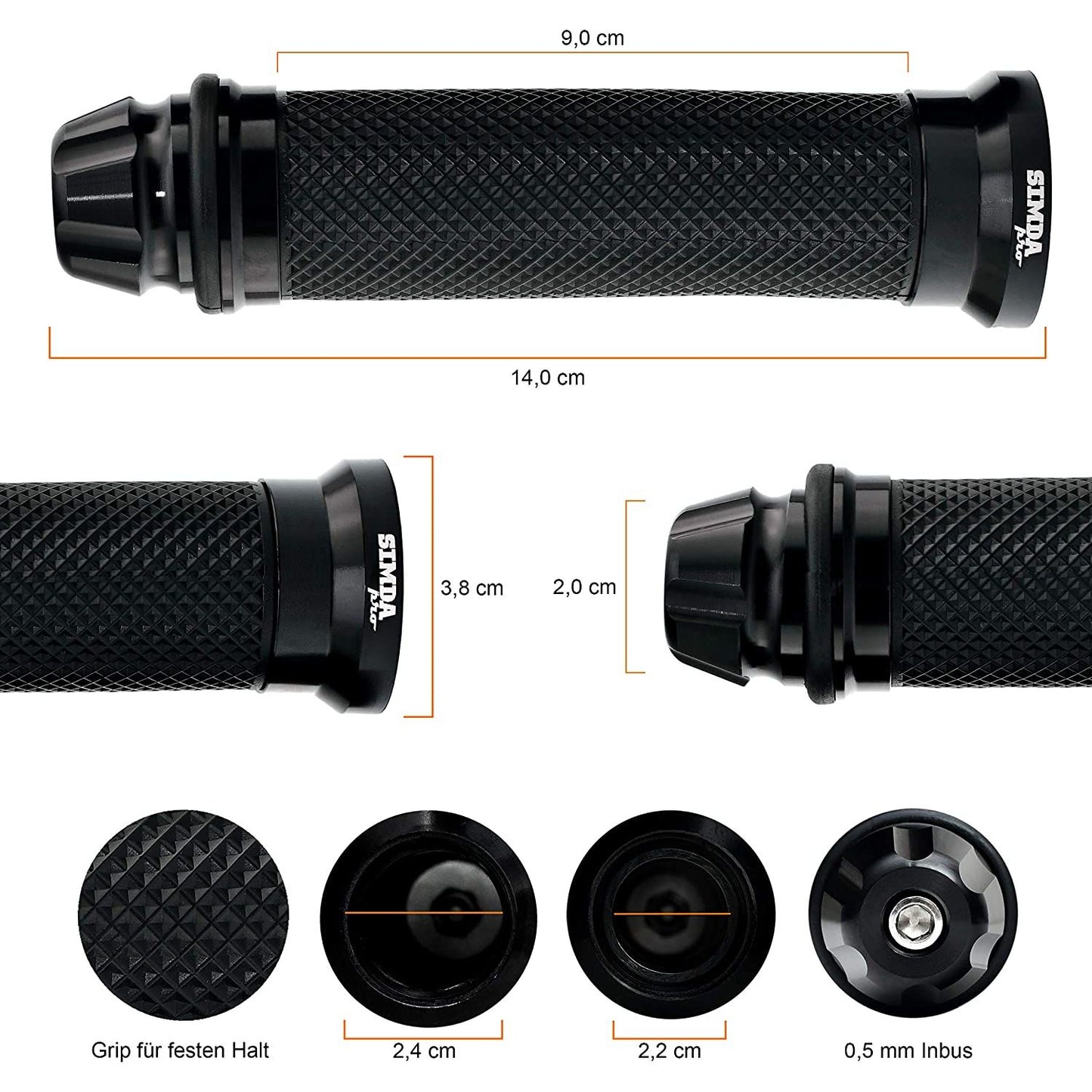 Motorcycle Scooter Handlebar Grips Handle Aluminum Rubber Grips 22/24mm Black