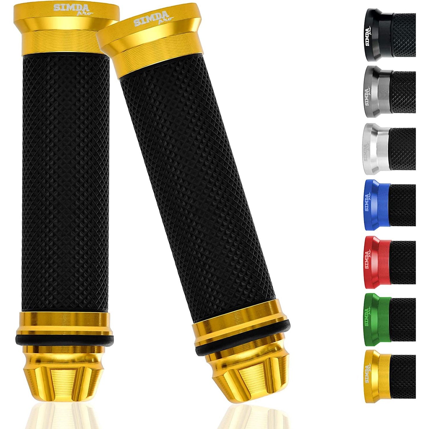 Gold Motorcycle or Scooter Handlebar Grips: Aluminum & Rubber 22/24mm	