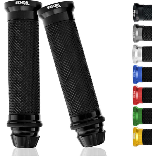 Motorcycle Scooter Handlebar Grips Handle Aluminum Rubber Grips 22/24mm Black