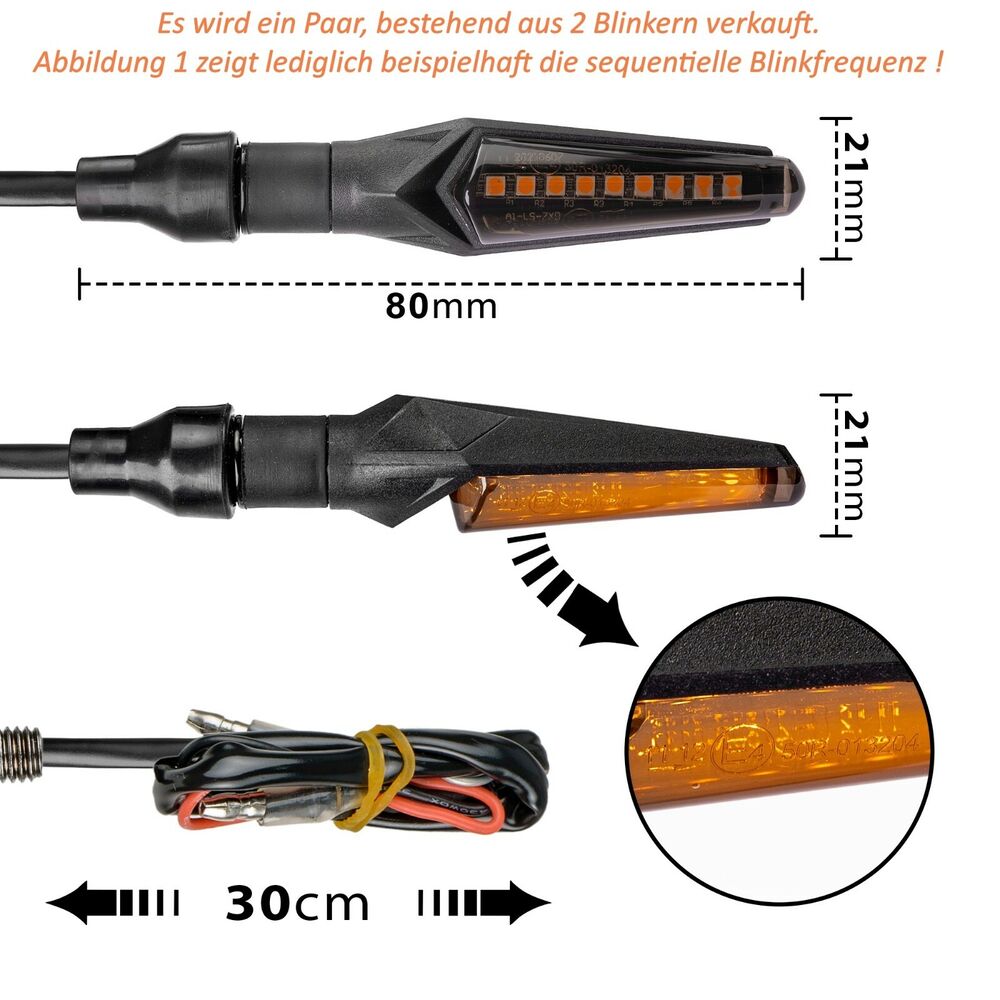 E-Mark motorcycle LED indicators with running light running effect quad ATV scooter mini indicators 