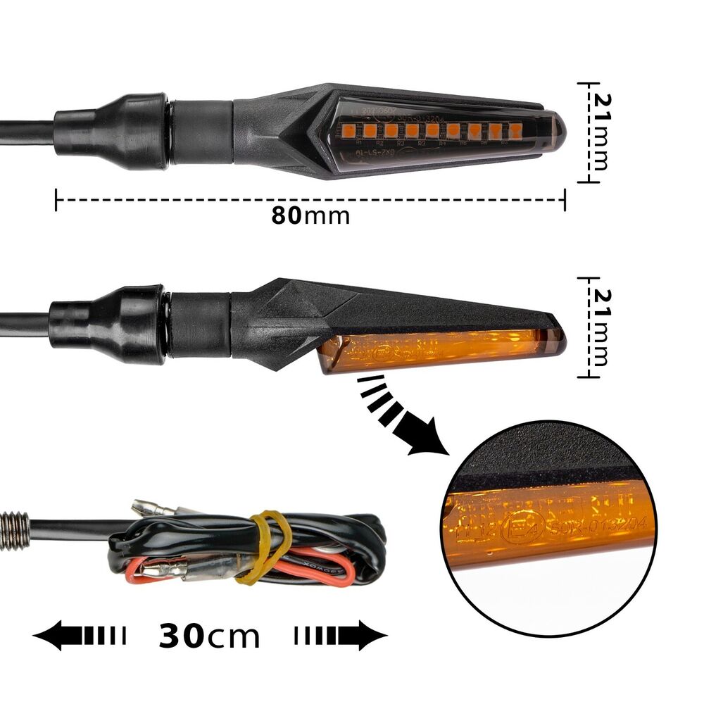 E-Mark motorcycle LED indicators with running light running effect quad ATV scooter mini indicators 