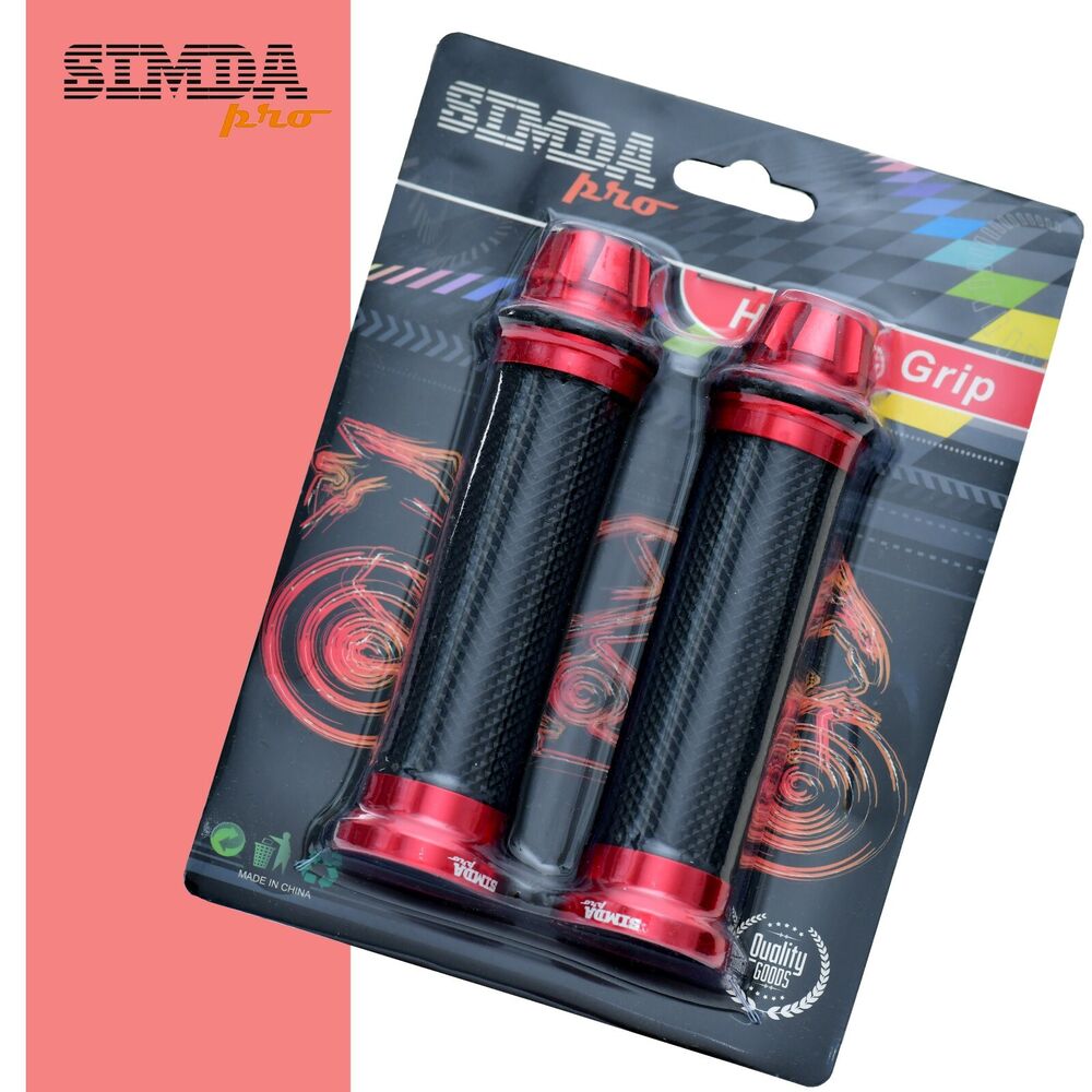 Motorrad Roller Lenkergriffe Griff Aluminium Griffgummis 22/24mm Rot  EAN 4262397090316